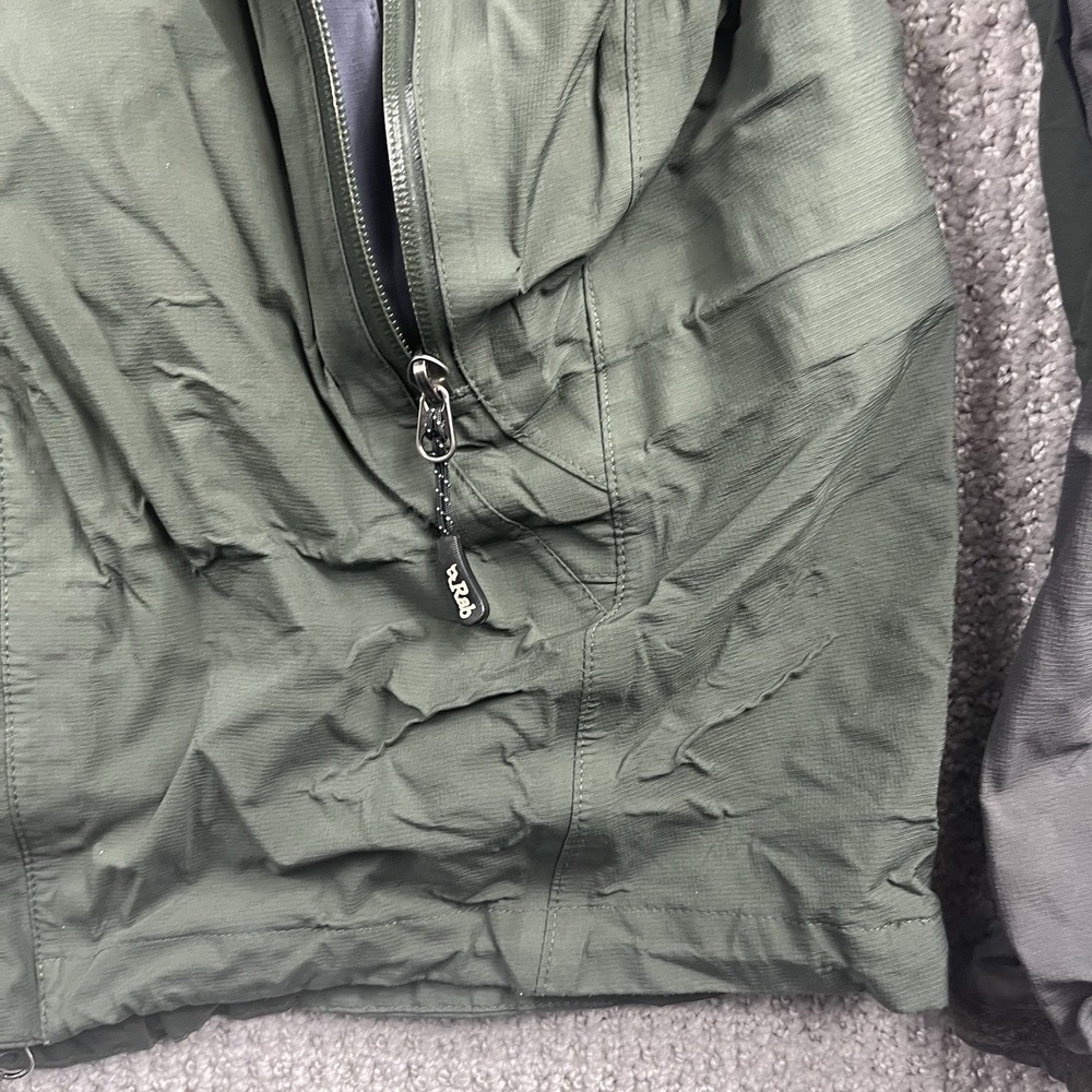 Rab QWA-31 Bergen Jacket Event Black Green Hooded Rain Coat Men’s Small - Picture 7 of 16